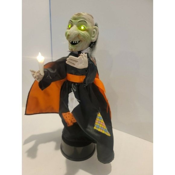 Vintage 90 Rennoc Halloween Animated Witch Crystal Ball Electronic Plug W Lights - Picture 3 of 10